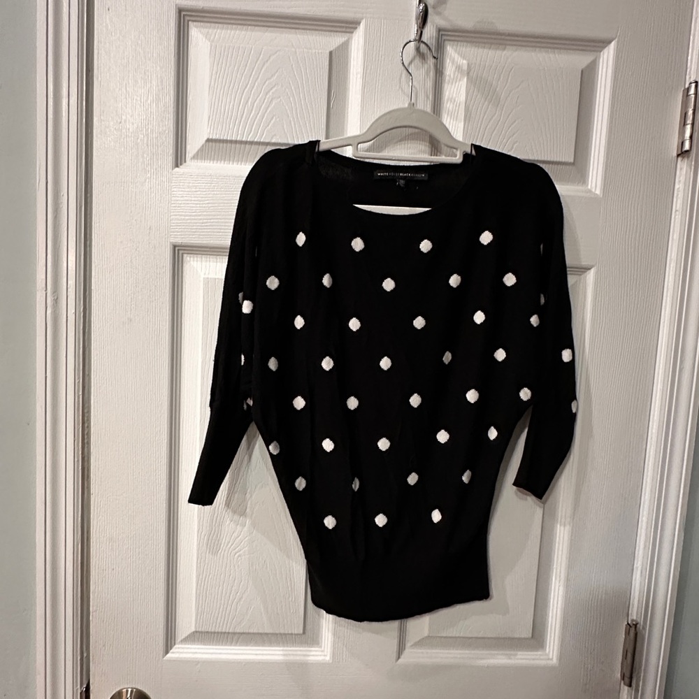 White House Black Market Black and White Crew Neck Sweater